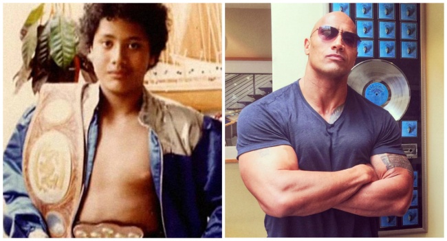 Dwayne Johnson young and today
